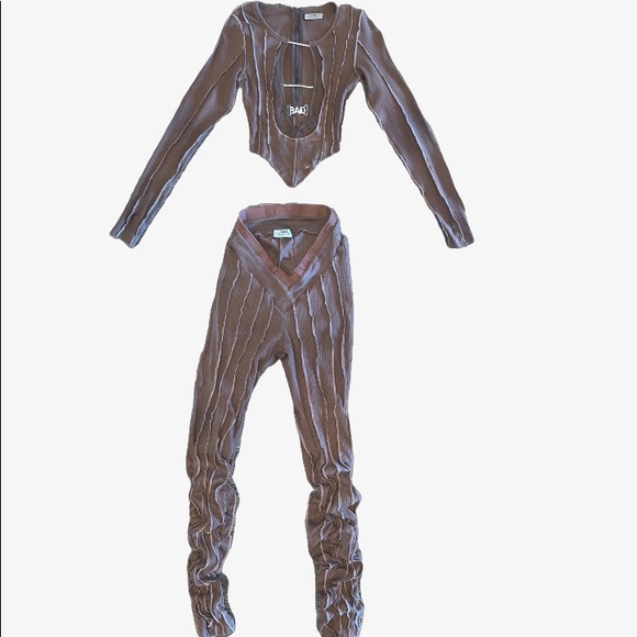 Mocha Brown Ribbed Set - Picture 3 of 3